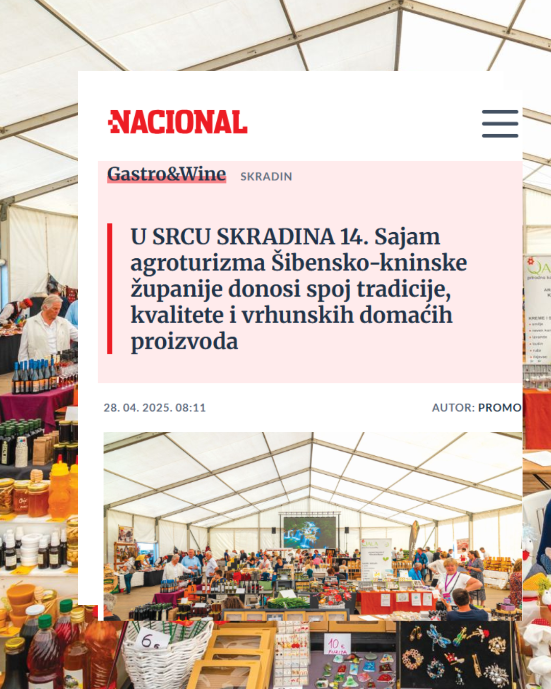 U srcu Skradina: Spoj tradicije, kvalitete i vrhunskih domaćih proizvoda na 14. Sajmu agroturizma
